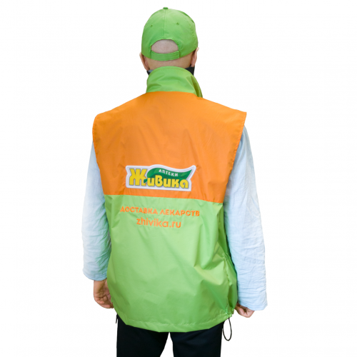 Жилет с подкладом однотонный сложного кроя, унисекс