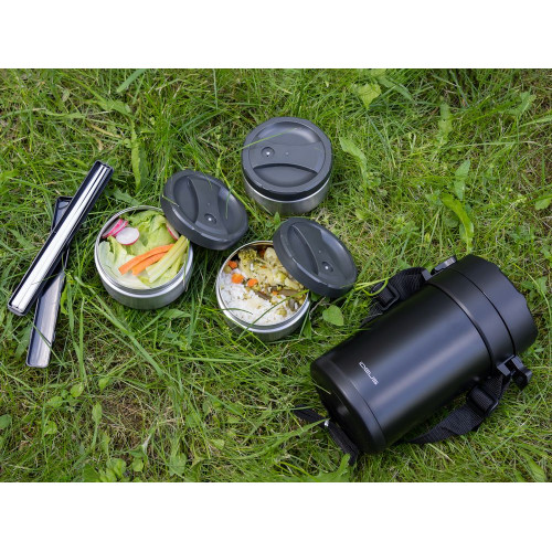 Термос для еды Jiayi в термочехле, черный