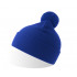 Шапка вязаная  двойная Wind-S, с отворотом и помпоном, ярко-синий, 100% переработанный полиэстер
